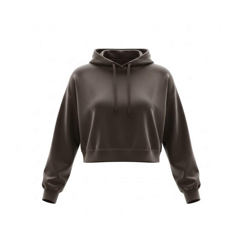 Aerie Offline Gray Velour Cropped Hoodie